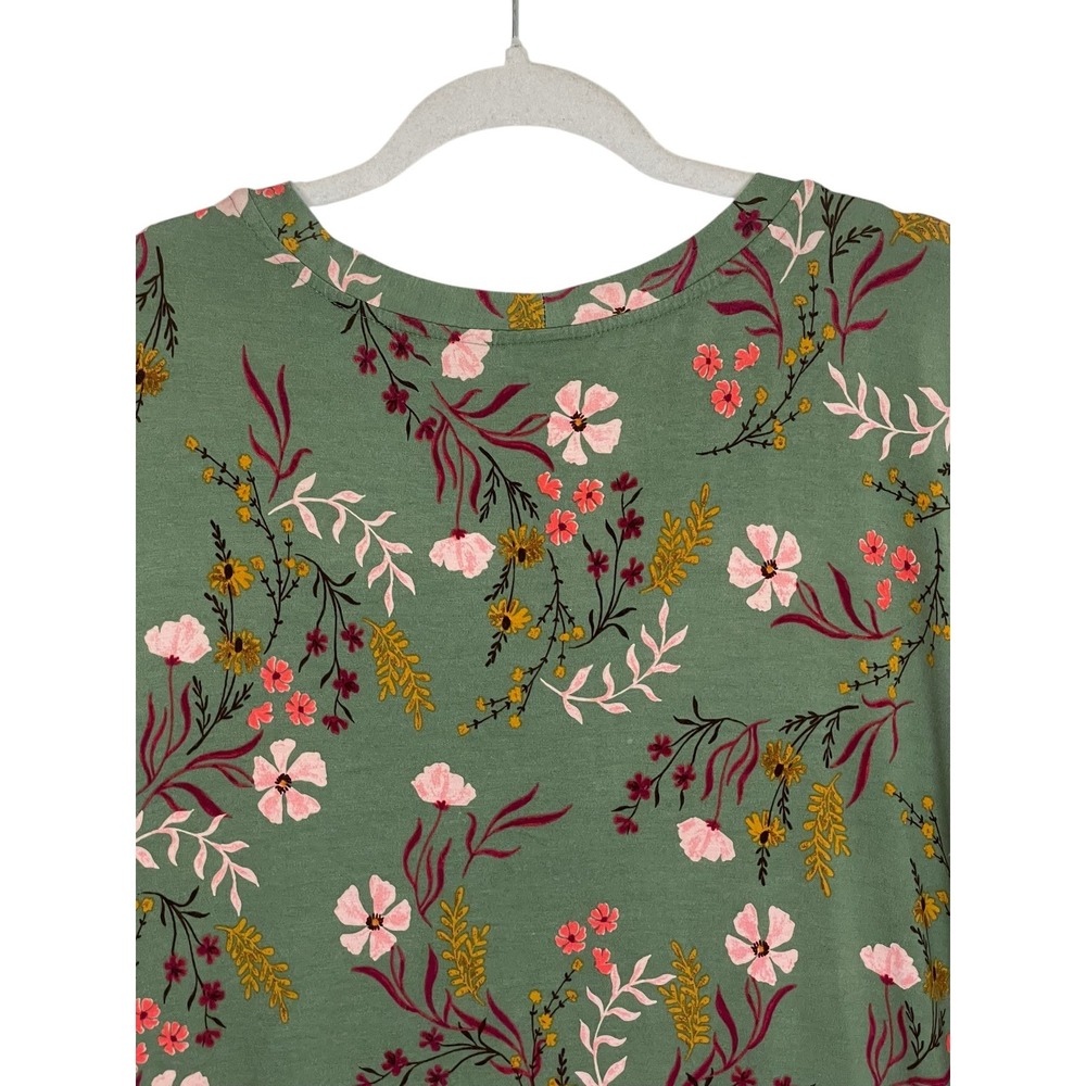 LOGO Lori Goldstein 3X Green Floral Tunic Dress Sharkbite Lagenlook Boho - Picture 9 of 16
